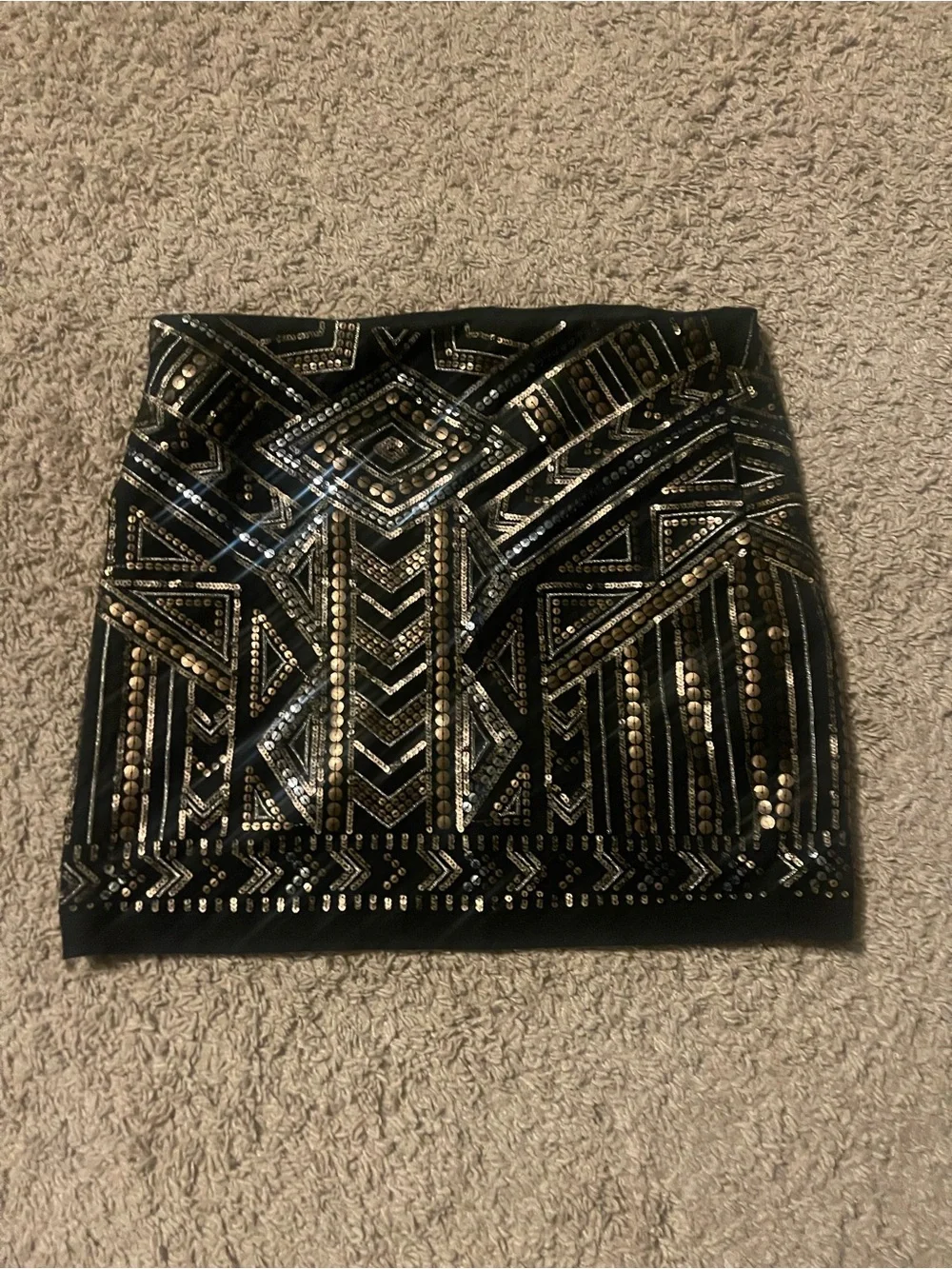 Express Black Sequin Embellished Mini Skirt